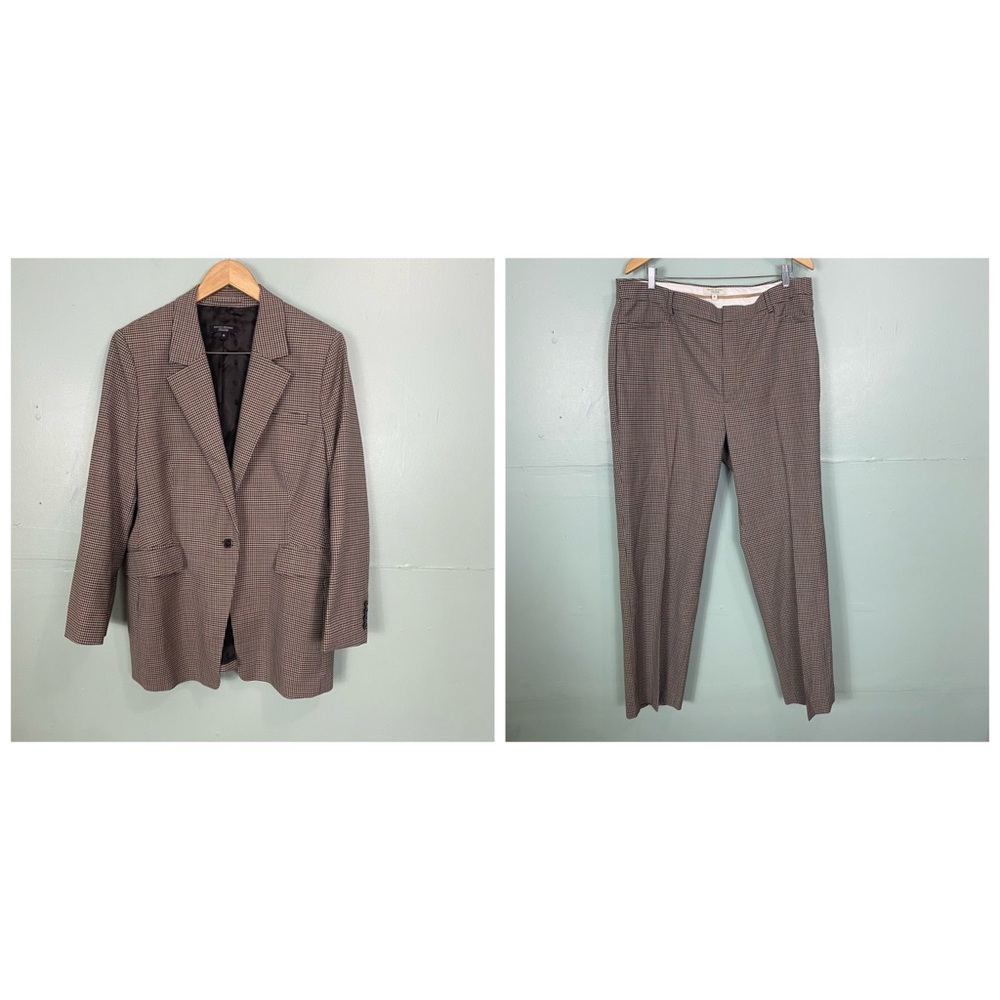 Banana Republic Brown Plaid Two-Piece Blazer and Pants Set